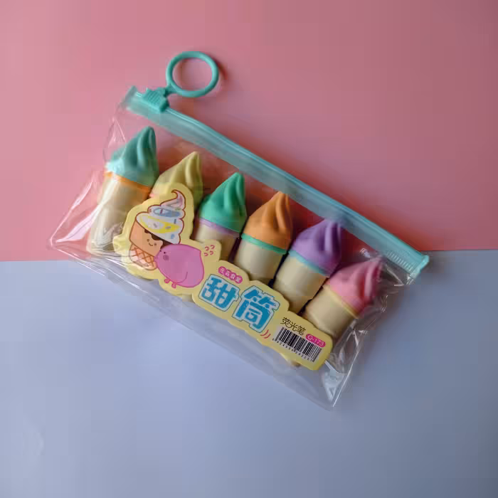 ماژیک طرح بستنی قیفی مجموعه 6 عددی