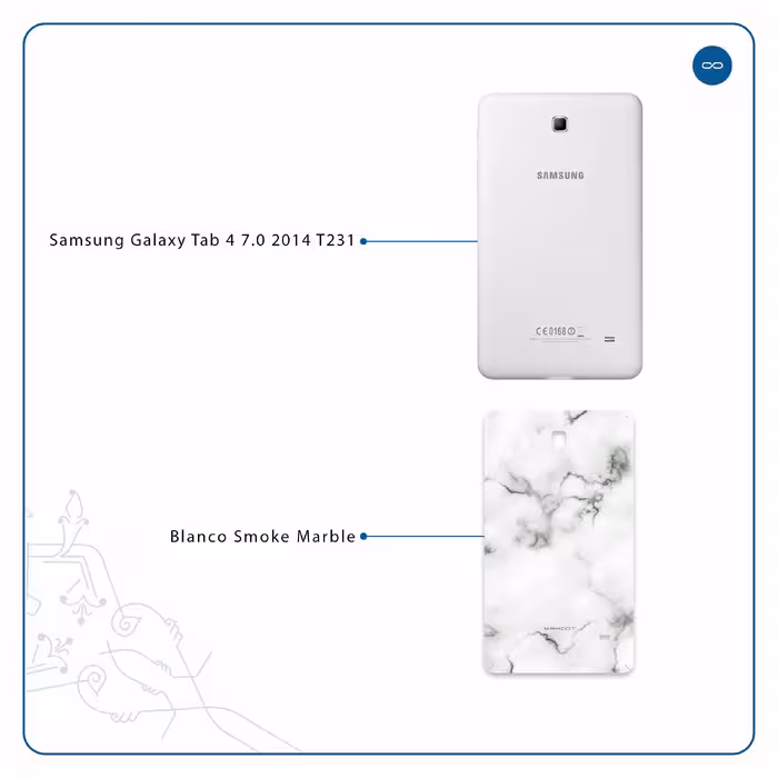 برچسب پوششی ماهوت مدل Blanco-Smoke-Marble مناسب برای تبلت سامسونگ Galaxy Tab 4 7.0 2014 T231