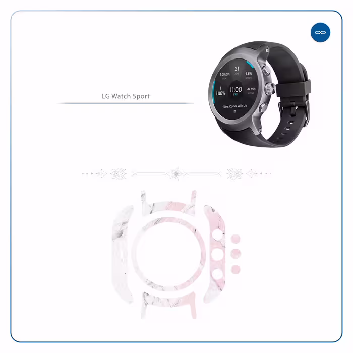 برچسب ماهوت طرح Blanco Pink Marble مناسب برای ساعت هوشمند ال جی Watch Sport