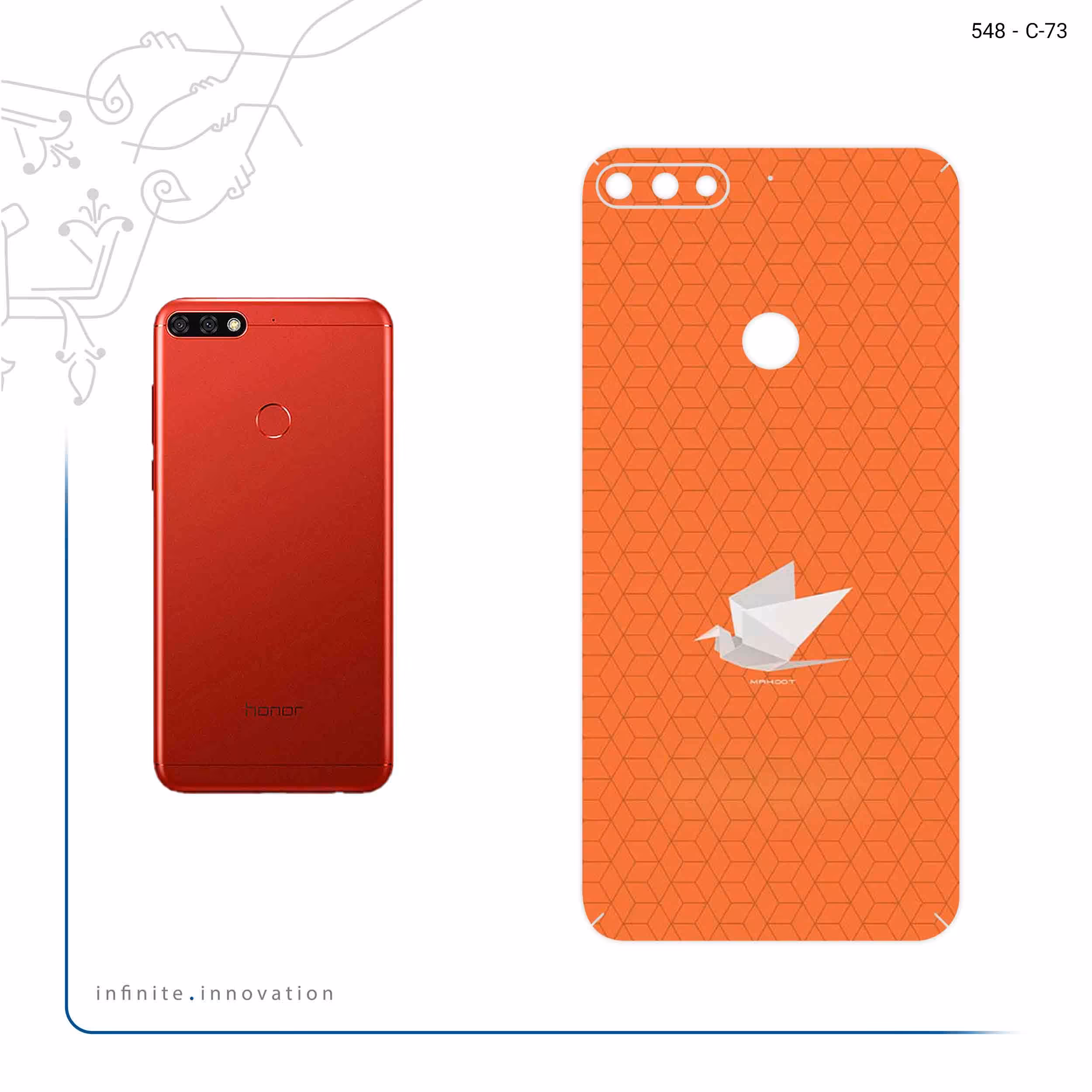 برچسب پوششی ماهوت مدل Minimalist origami bird مناسب برای گوشی موبایل آنر 7C