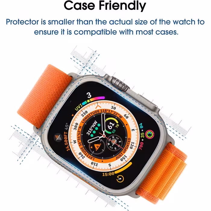 محافظ صفحه نمایش بادیگارد مدل PMMA مناسب برای اپل واچ سری Ultra 49 mm بسته 2 عددی