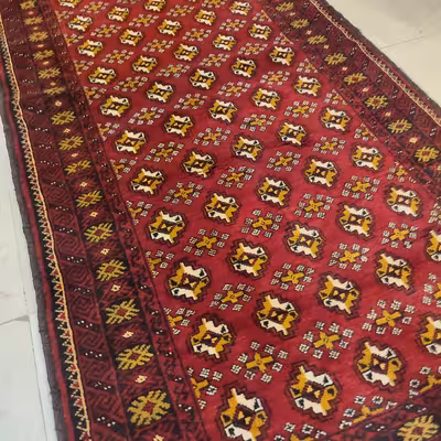 فرش دستبافت کناره طول دو متری طرح ترکمن کد 70