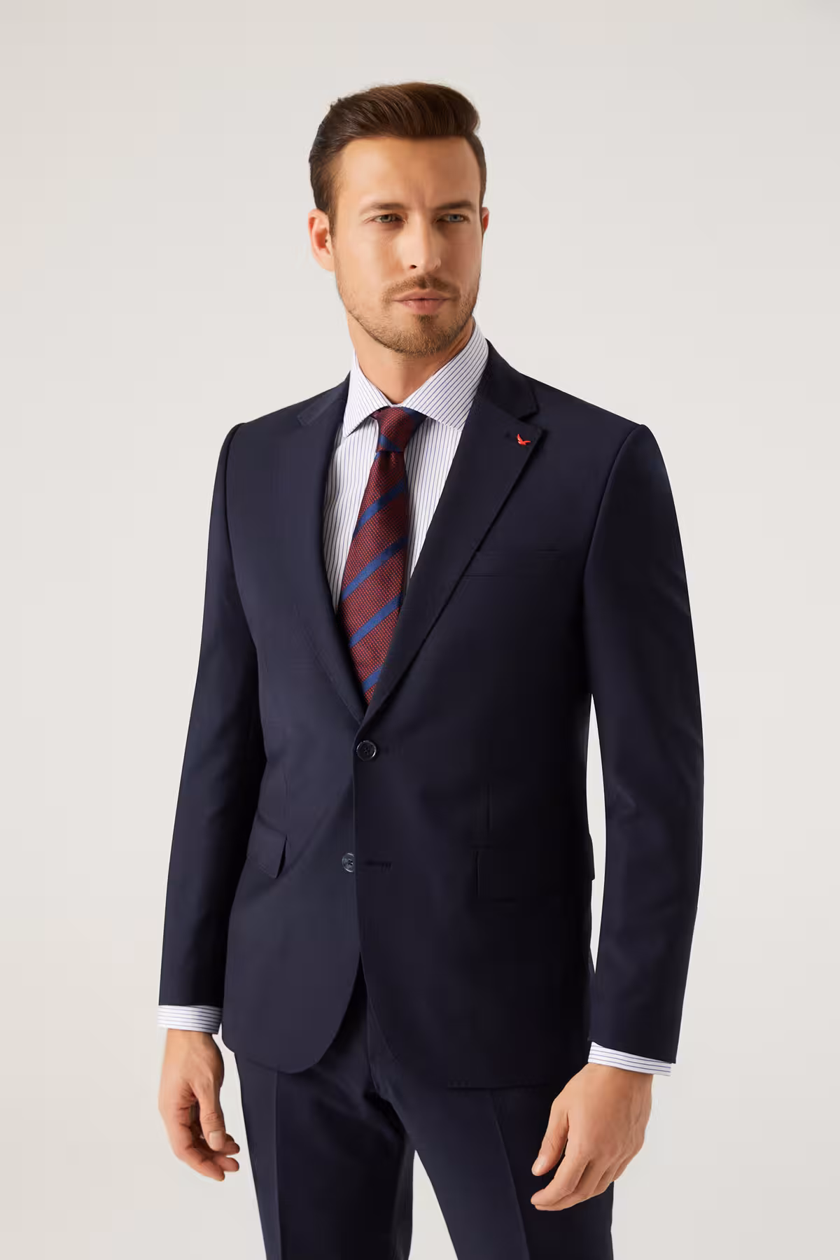 کت وشلوار مردانه DS GROOM SLIM FIT NAVY BLUE WOOLEN TEAM D'S Damat