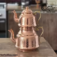 کتری قوری مسی دسته برنجی طرح ارغوان