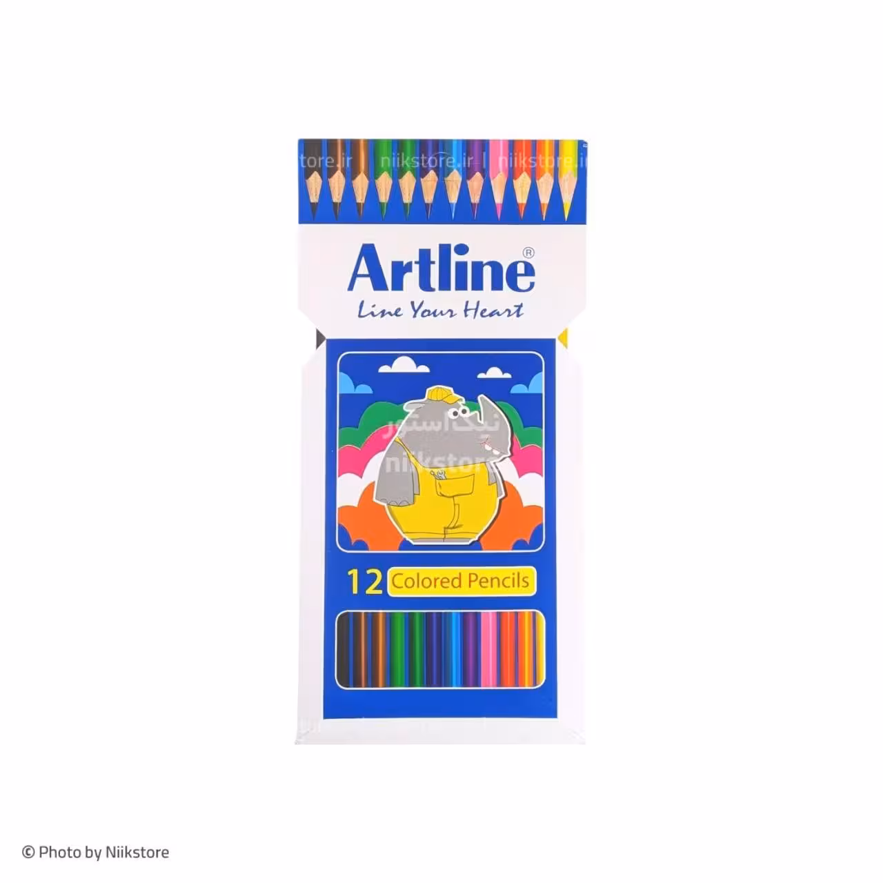 مدادرنگی 12رنگ سه گوش جعبه مقوایی آرت لاین