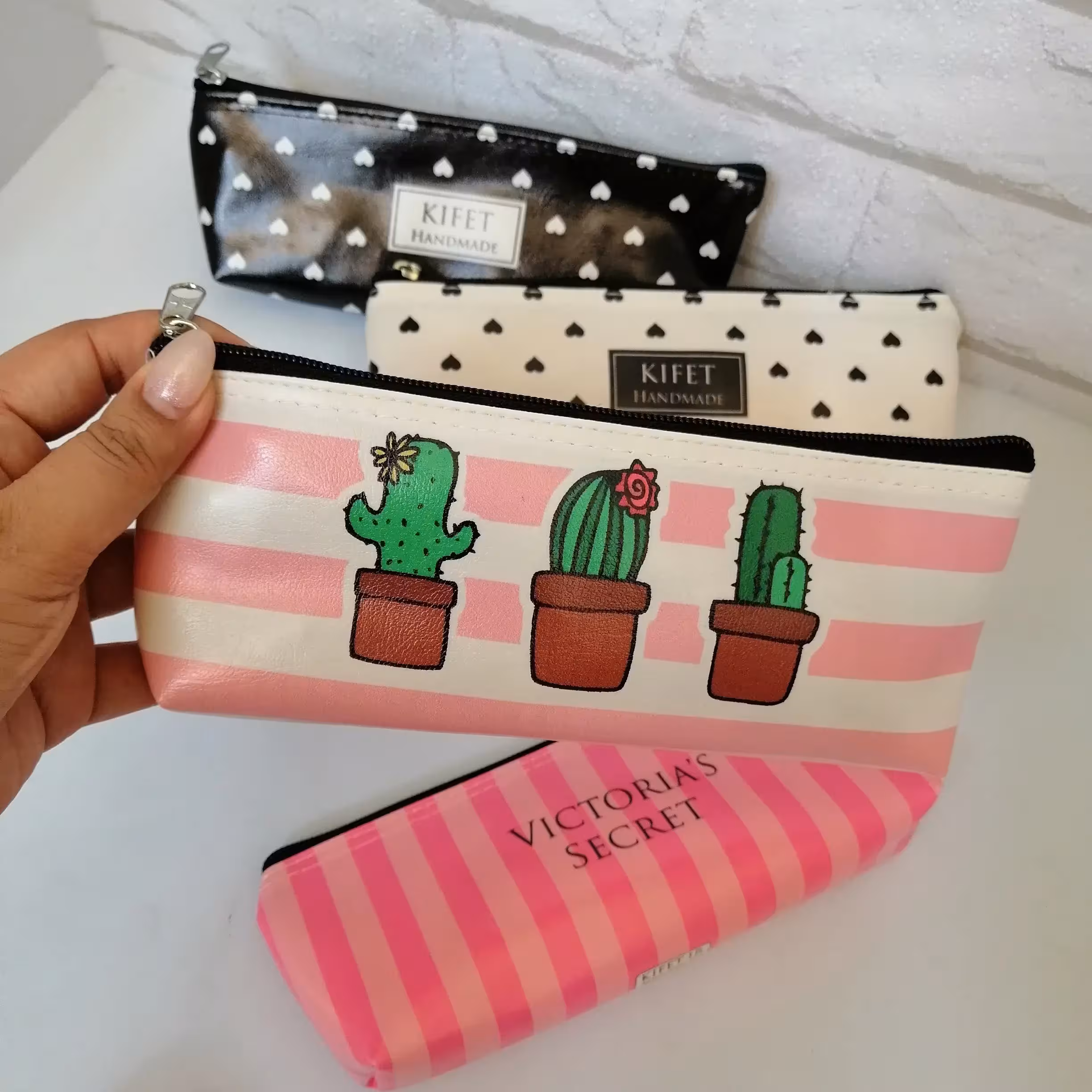 جامدادی چرمی و کیف لوازم آرایش تک زیپ