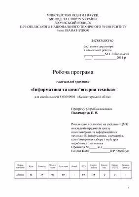 خرید و دانلود نسخه کامل کتاب Робоча програма з навчальної практики - Інформатика та комп’ютерна техніка