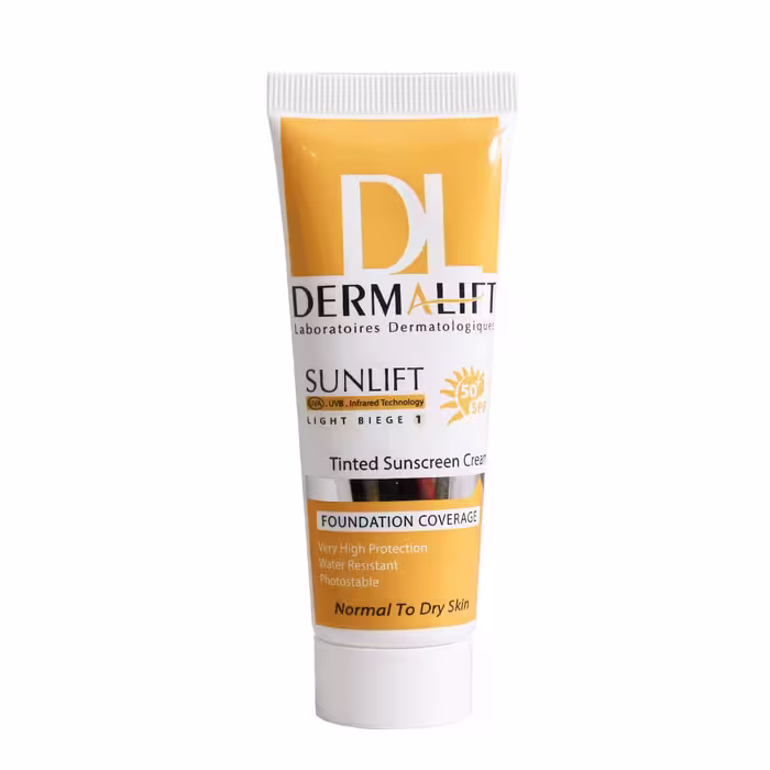 کرم ضد آفتاب بی رنگ SPF50 پوست خشک و معمولی درمالیفت 40 میلی لیتر