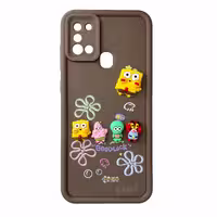 قاب Solid عروسکی طرح خانواده باب اسفنجی مناسب برای Samsung A21s-قهوه ای