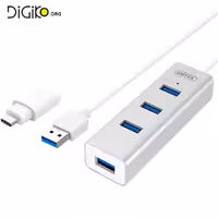 هاب USB3.0 چهار پورت بدنه الومنیوم با رابط TYPE-C (مارک UNITEK)