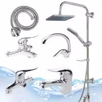 ست 6 عددی شیرآلات اهرمی اردکی با علم دوش حمام رسوب گیر اتومات