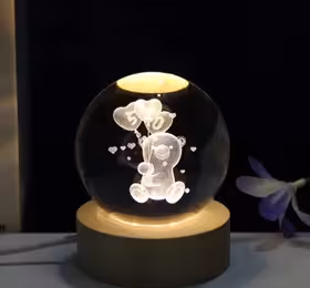 چراغ خواب مدل گوی کریستالی خرس 3D
