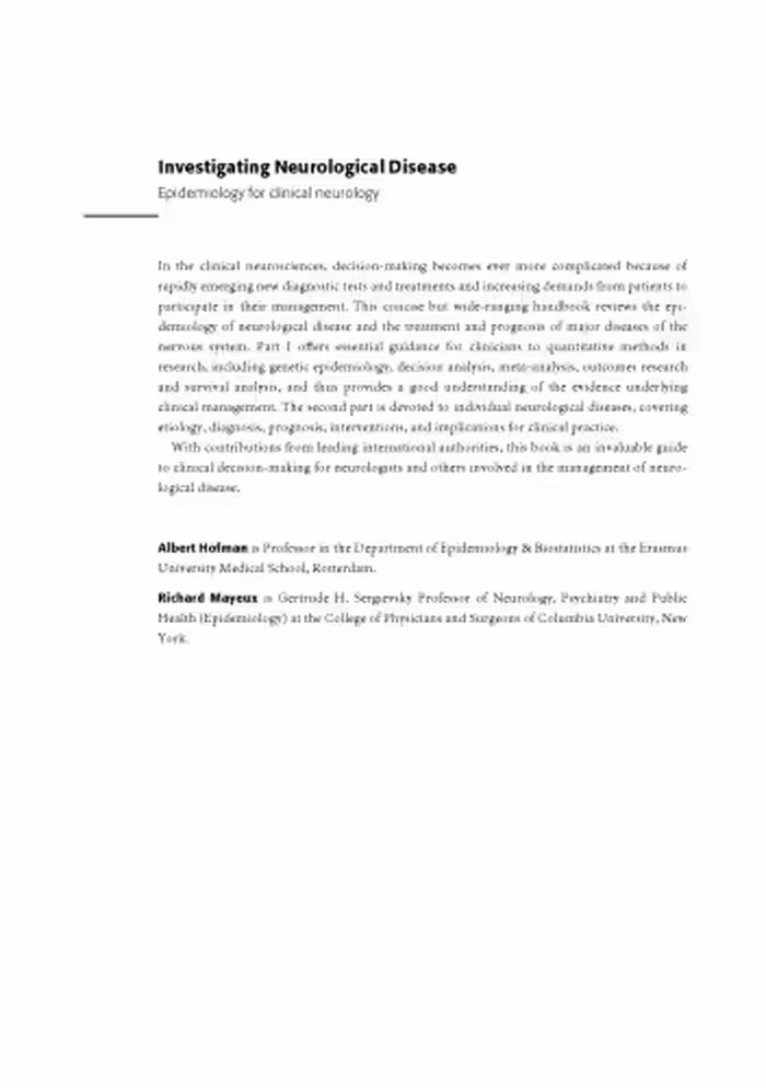 خرید و دانلود نسخه کامل کتاب Investigating Neurological Disease: Epidemiology for Clinical Neurology