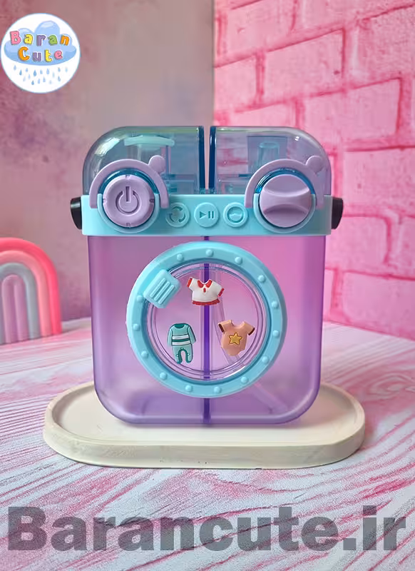 قمقمه فانتزی اورجینال دو مخزنه وارداتی طرح لباسشویی بنفش