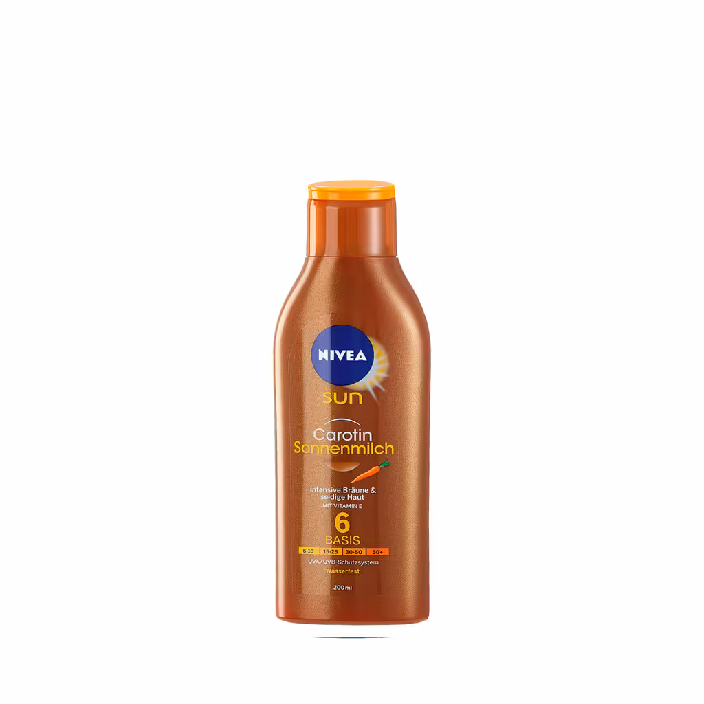 لوسیون برنزه کننده نیوآ سان کاروت با SPF50، کرم ضد آفتاب ضد پیری و ضد لک، کیسه ای سفید