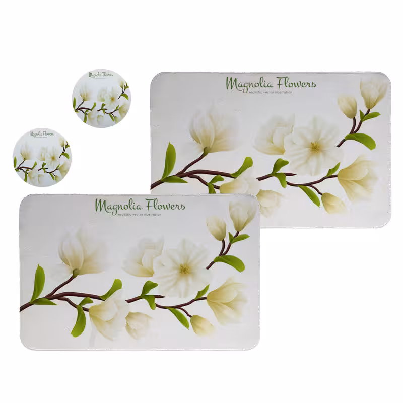 زیربشقابی طرح گل کد 8024 مجموعه 2عددی همراه زیرلیوانی | کالا مکس