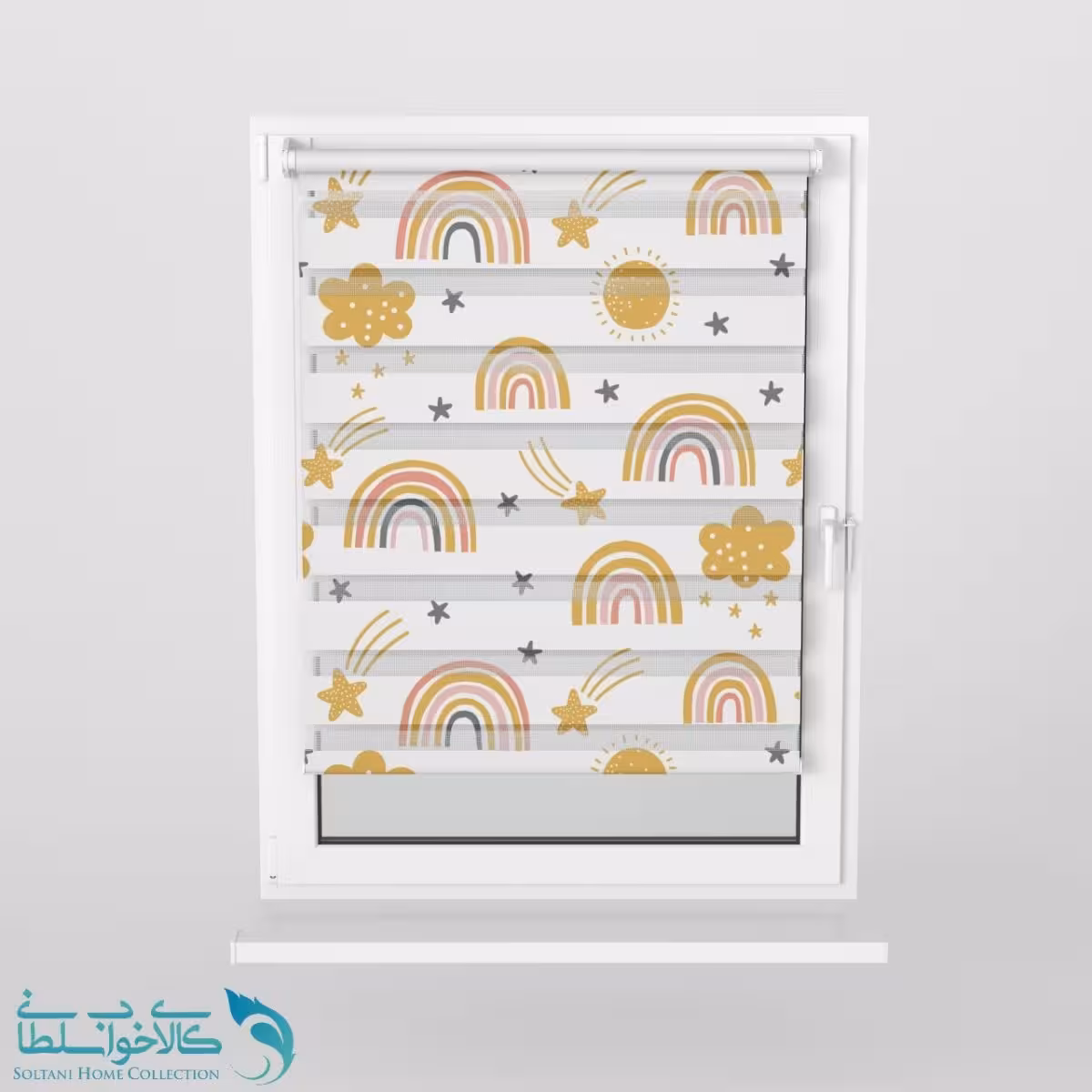 پرده زبرا اتاق کودک طرح رنگین کمان کد A2394