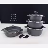 سرویس قابلمه گرانیتی 10 پارچه پیلو، رنگ خاکستری