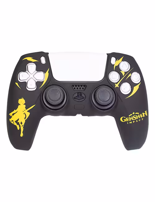 روکش محافظ دسته PS5 لیزری مشکی زرد طرح گنشین ایمپکت