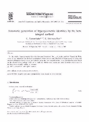 خرید و دانلود نسخه کامل کتاب Automatic generation of hypergeometric identities by the beta integral method