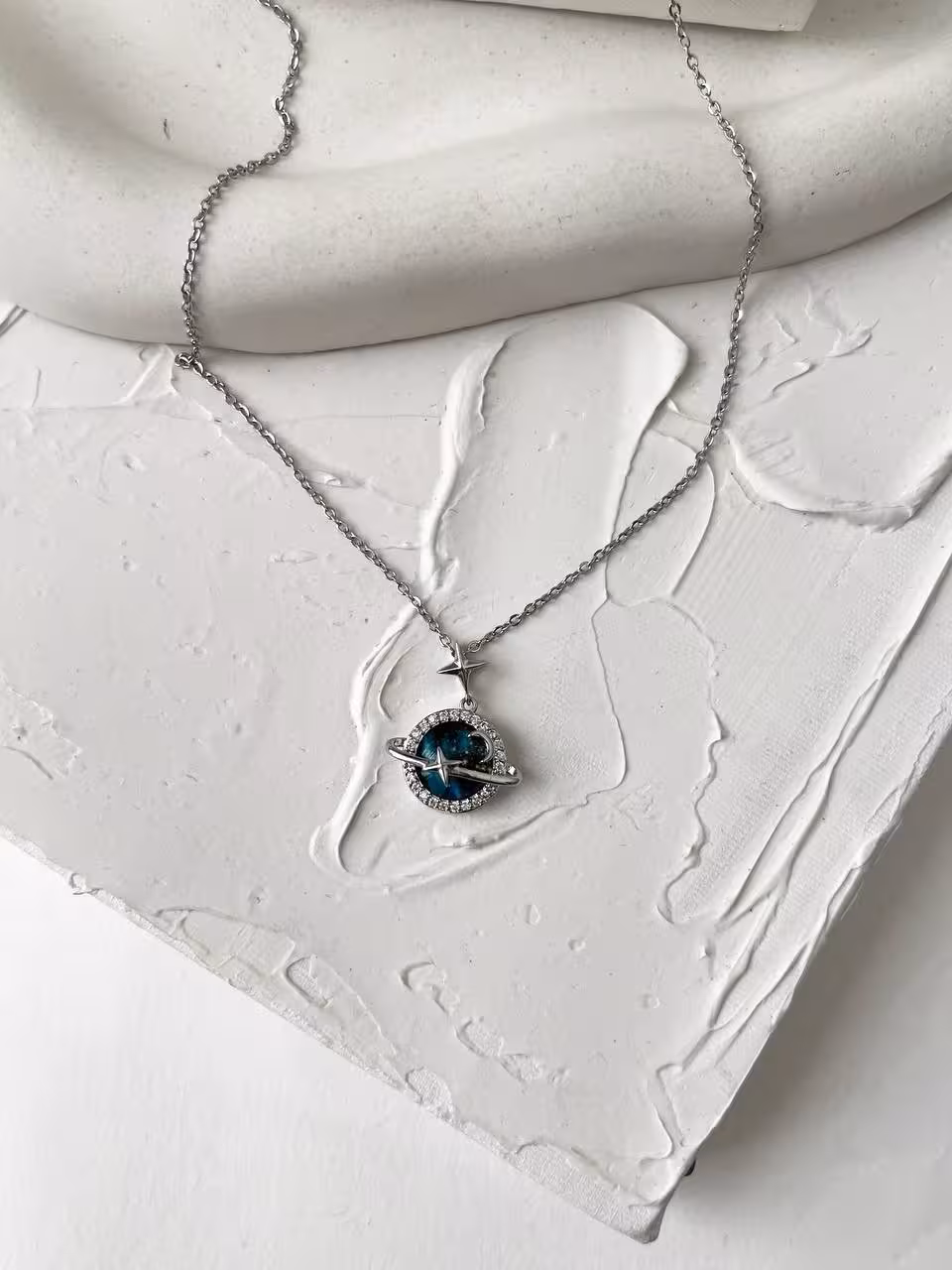 گردنبند زنانه مدل کهکشانی با زنجیراستیل