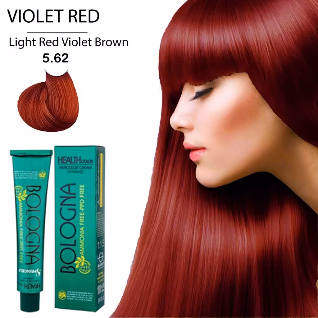 رنگ مو بدون آمونیاک بلونیا شماره Light Red Violet brown 5.62 حجم 100میل