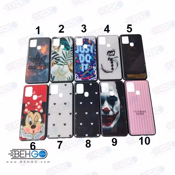 قاب گوشی سامسونگ A21S کاور طرح دار پشت شیشه ای A21S