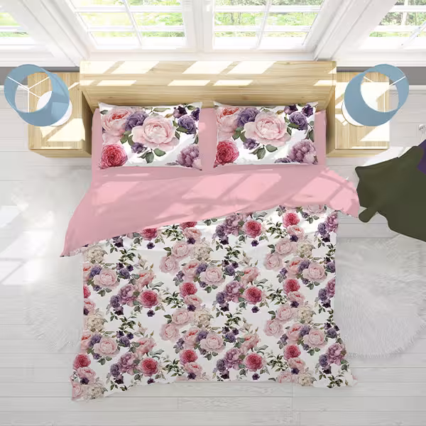 ست روتختی گل‌ دار دو نفره دستیکور مدل MOD1333