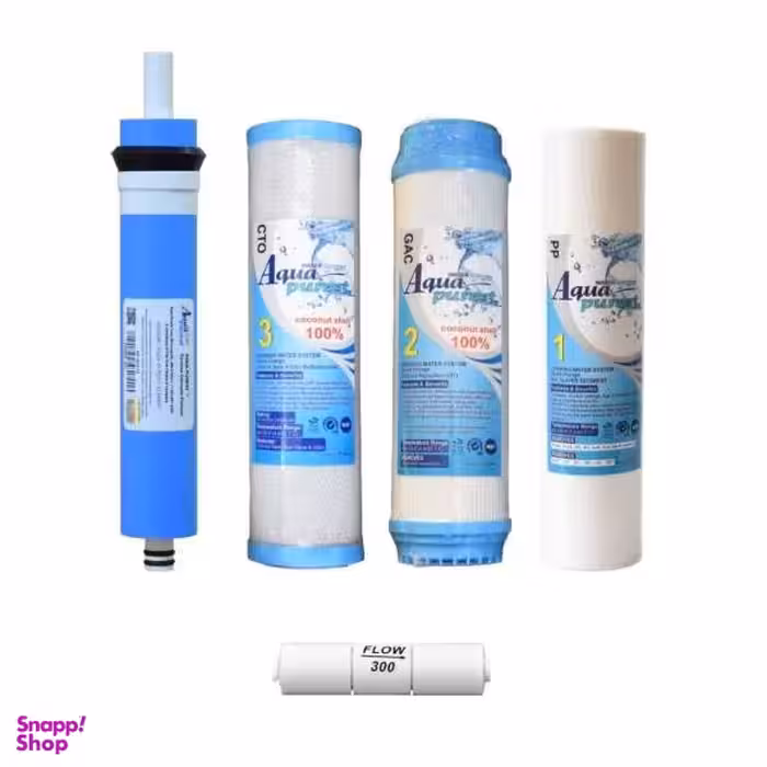 فیلتر دستگاه تصفیه کننده آب آکوا پیورست مدل AP-NEW 04 بسته 4 عددی + کپسول فاضلاب مدل FLOW 300