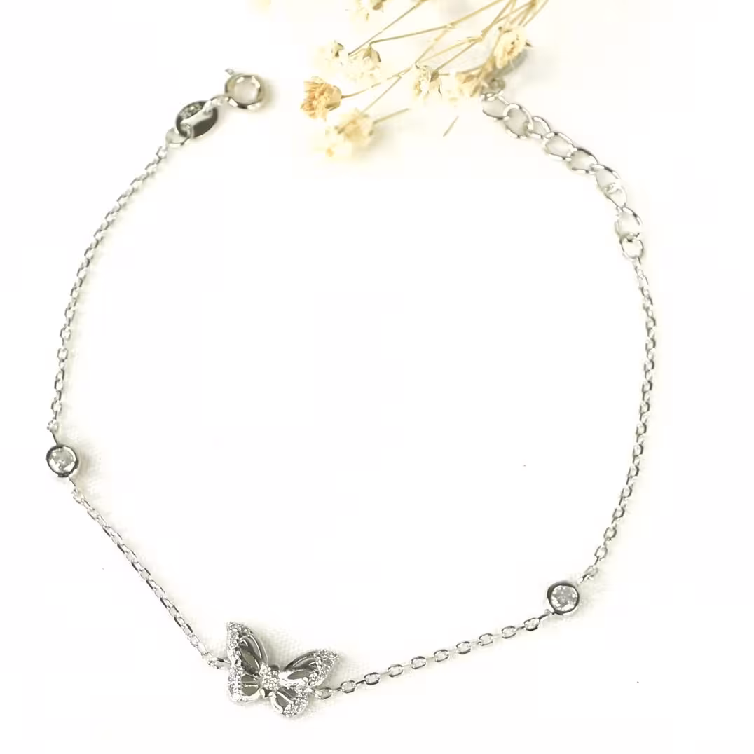 دستبند پروانه دار نقره با عیار925 کد8431