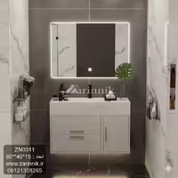 آینه و روشویی سرامیکی مدرن سفید زرین نیک کد ZN0311