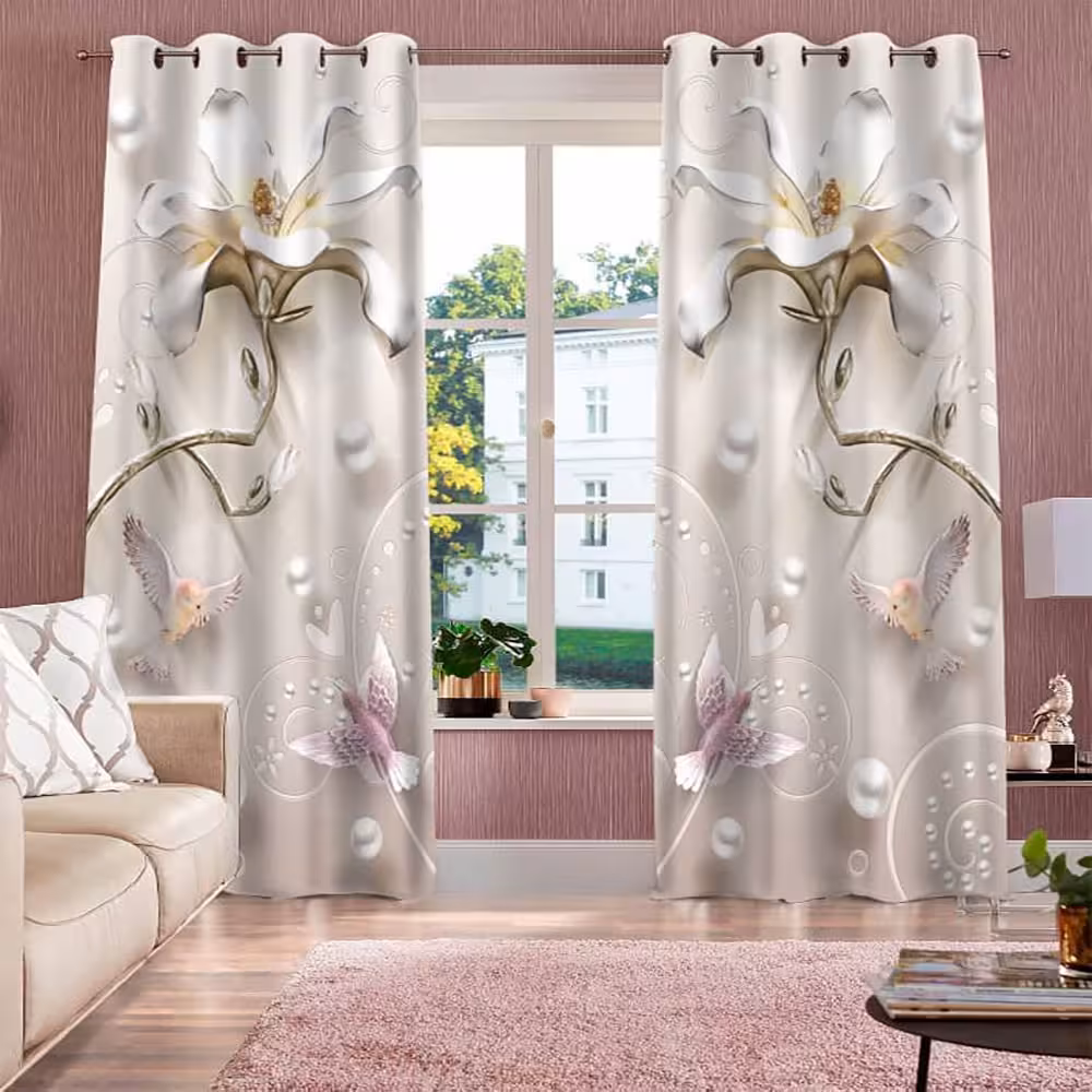 پرده پانچی کد 38 (طرح گل و پرنده)