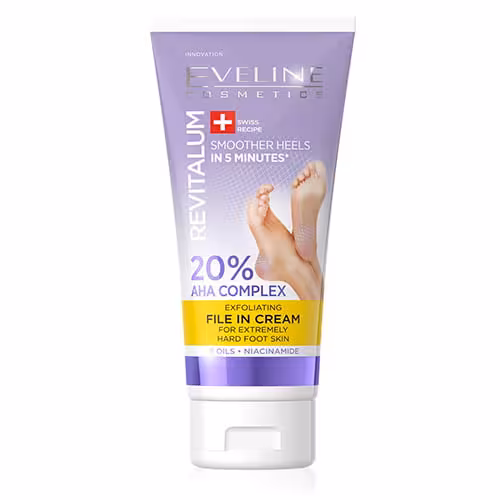 کرم لایه بردارپوست سخت پا اولاین Eveline RevItalum 20% AHA Complex Exfoliating File in Cream for Extremely Hard Foot Skin 75ml