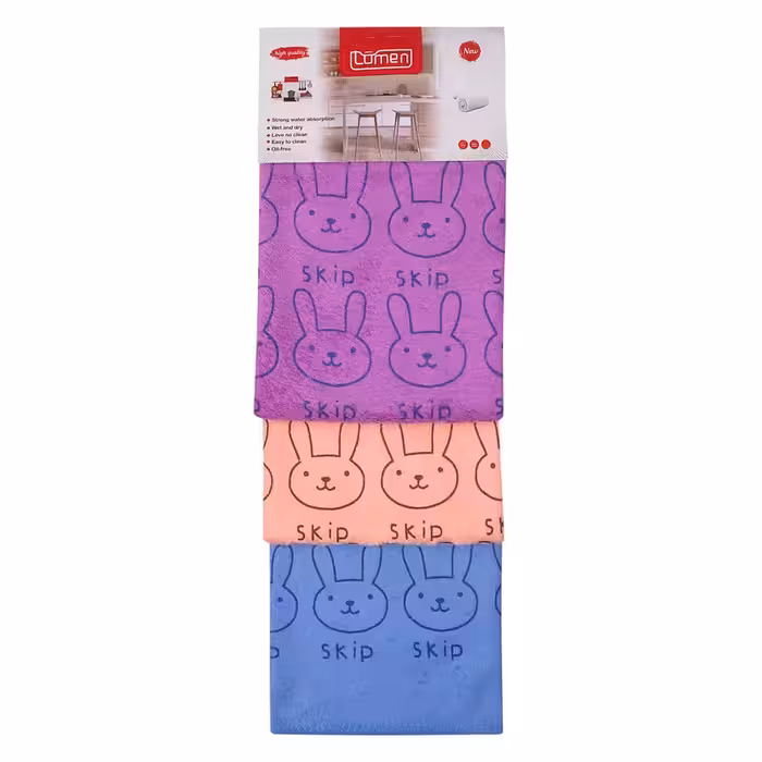 دستمال نظافت خانه و آشپزخانه میکروفایبر لومن مدل خرگوش مجموعه 3 عددی | کالا مکس
