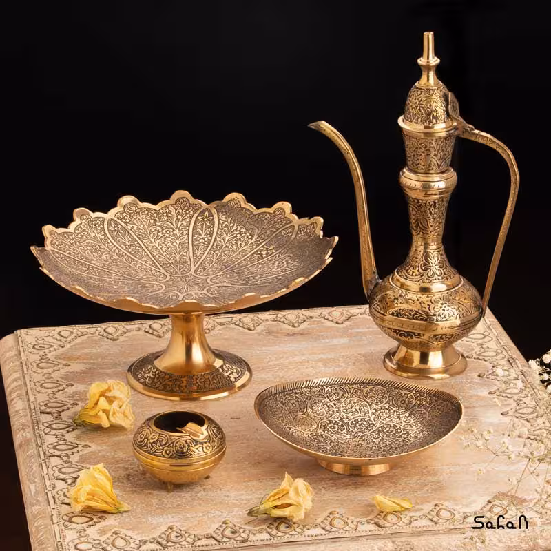 ست پذیرایی برنجی طلایی کد 157