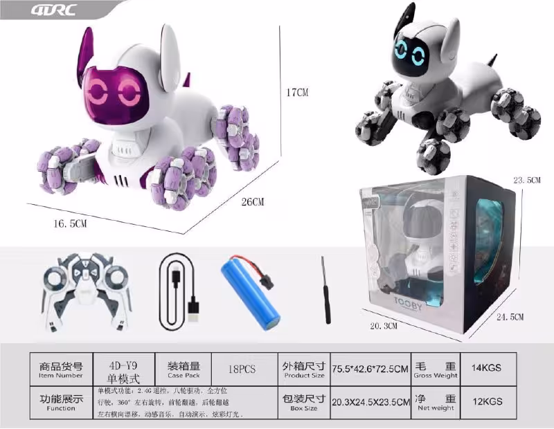 سگ رباتیک هشت چرخ جعبه ای