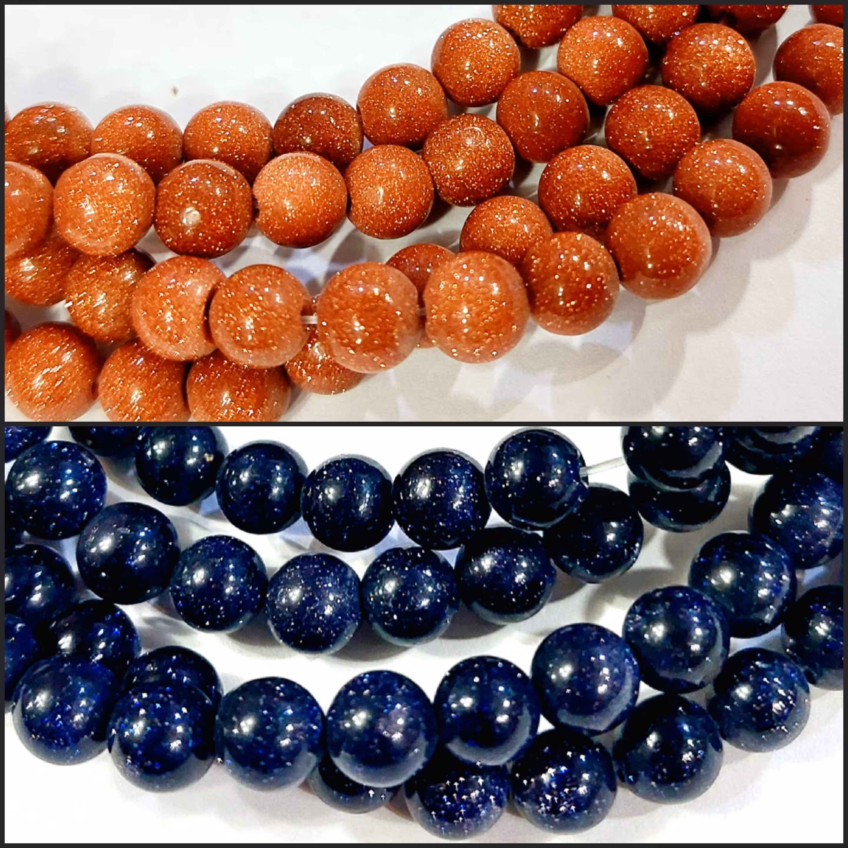 سنگ دلربا سایز8 قهوه ای و سرمه ای(ریسه 47عددی)ریسه سنگ دلربا کیفیت درجه یک رنگ ثابت