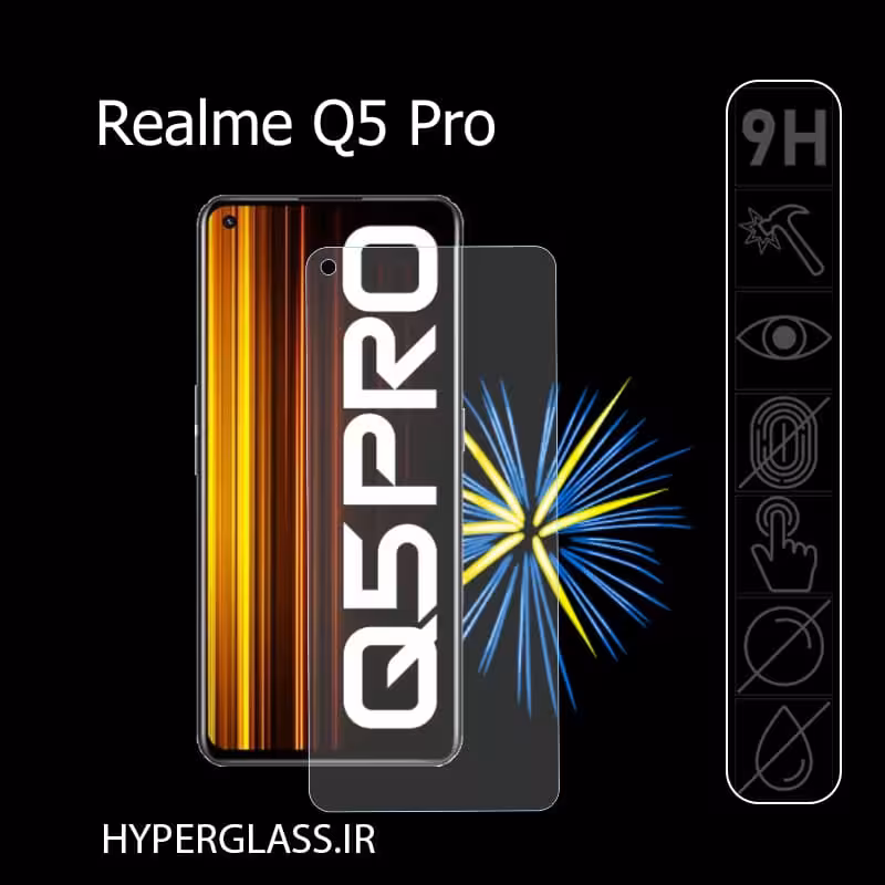 گلس محافظ صفحه نمایش نانو بلک اورجینال گوشی ریلمی Realme Q5 Pro