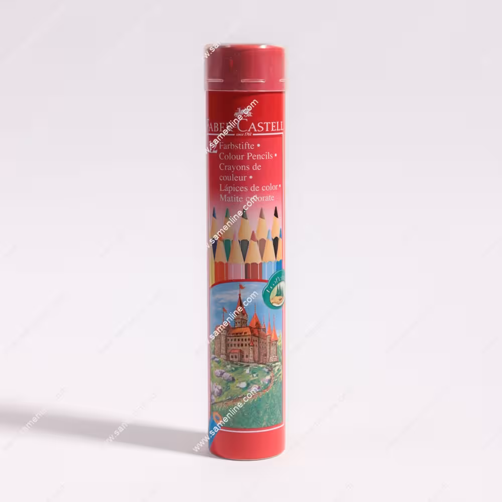 مداد رنگی 12 رنگ فابر کاستل جعبه استوانه ای