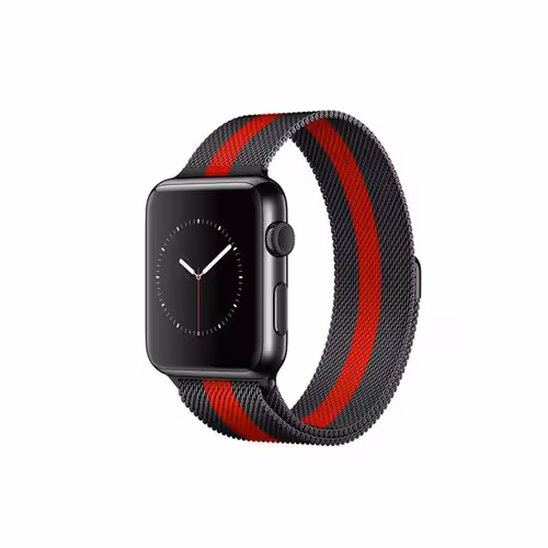 بند اپل واچ Apple Watch (42/44) مدل Milanese مشکی با خط قرمز