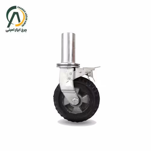 چرخ داربستی دایکاست لوله ای گردان ترمزدار قطر 200 میلی متر