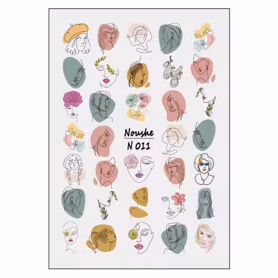 برچسب لنز ناخن نوشه مدل چهره کوبیسم کد N011