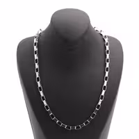 زنجیر مردانه استیل آجری نقره ای 6 میل 70986