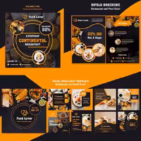 مجموعه 34 فایل لایه باز رستوران برای اینستا و سایت