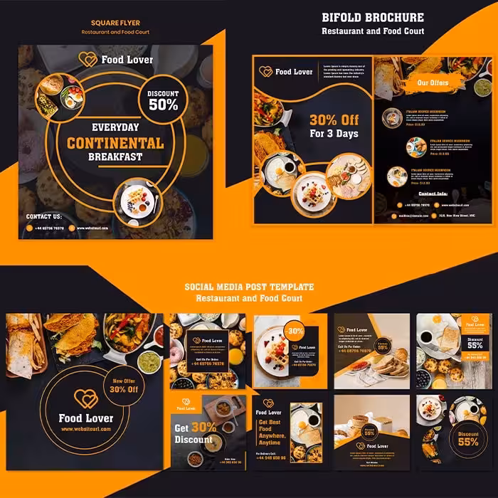 مجموعه 34 فایل لایه باز رستوران برای اینستا و سایت