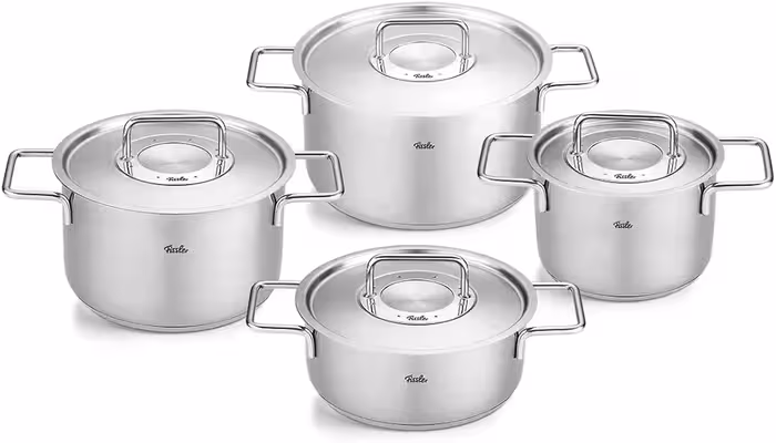 سرویس قابلمه استیل 8 پارچه برند Fissler مدل Pure Collection درب استیل