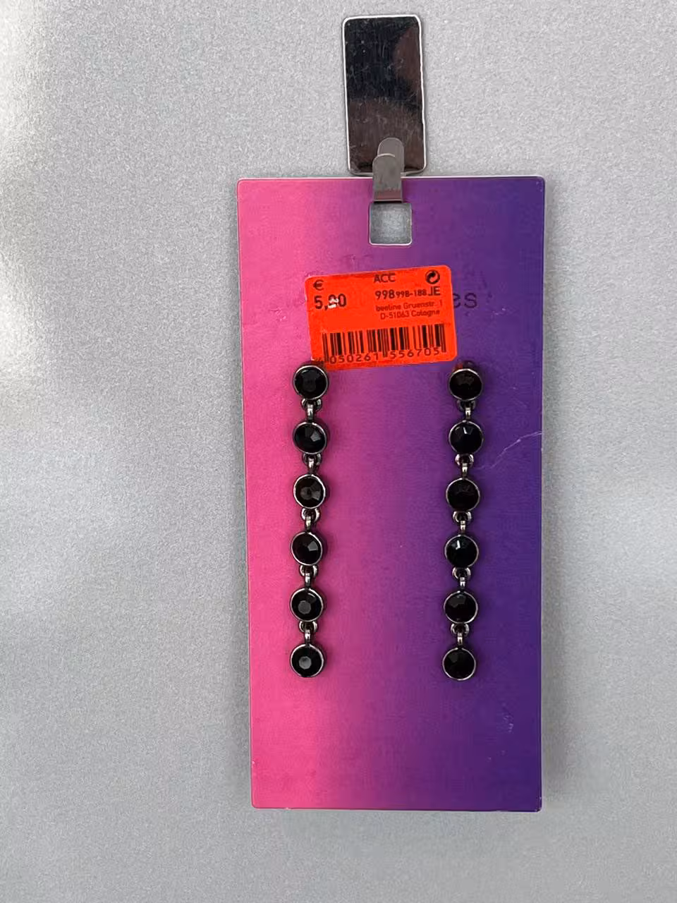 گوشواره مشکی بلند نگیندار