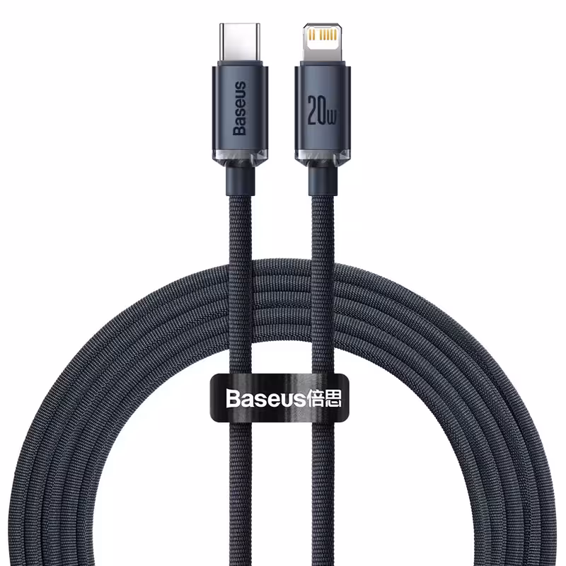 کابل تبدیل USB-C به لایتنینگ باسئوس مدل Crystal Shine Series طول 2 متر