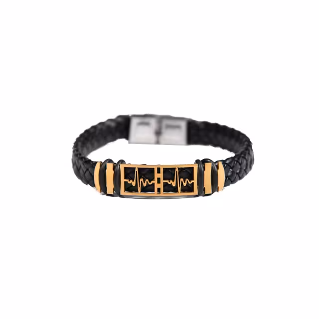 دستبند چرمی طرح ضربان قلب