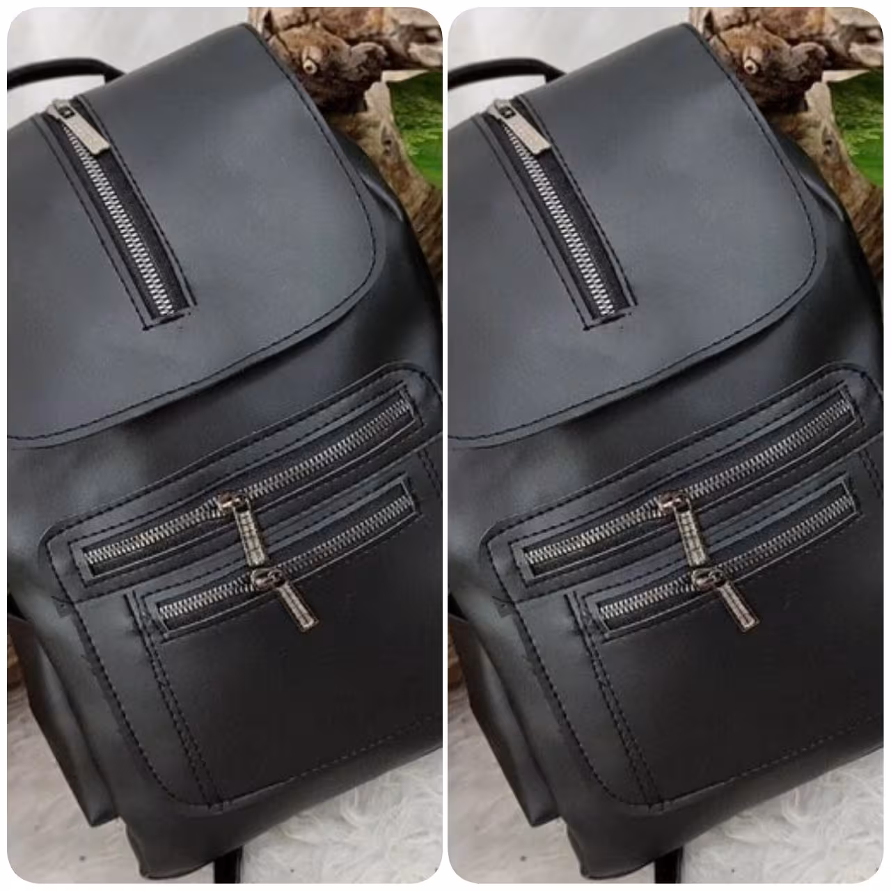 کوله دانشجویی دو زیپ جنس چرم